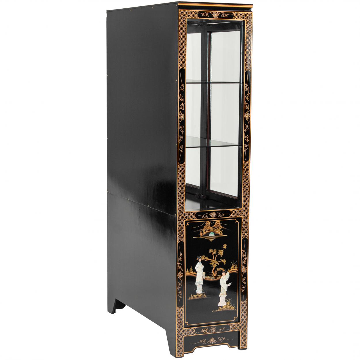 Black lacquer oriental store china cabinet