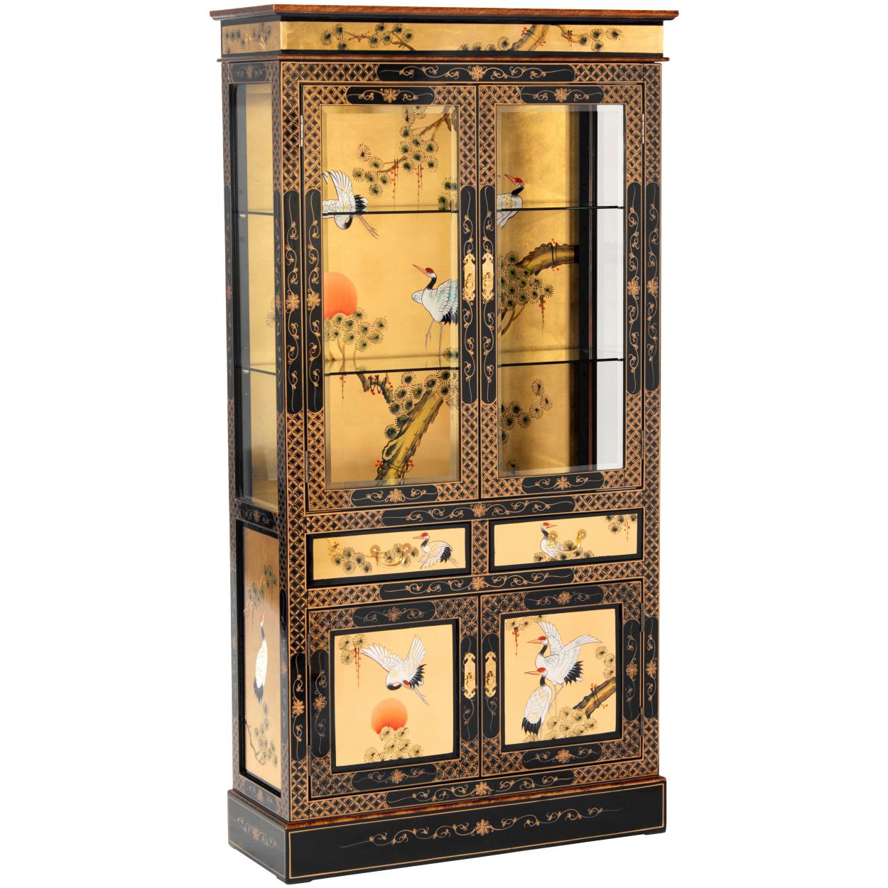 Gold curio deals cabinet