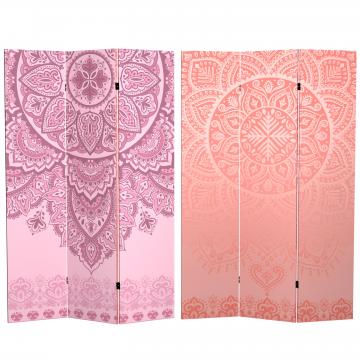 6 ft. Tall Double Sided Pink Mandalas Canvas Room Divider