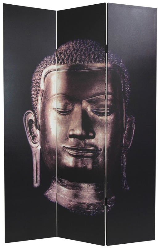 ft. Tall Double Sided Buddha Canvas Room Divider  