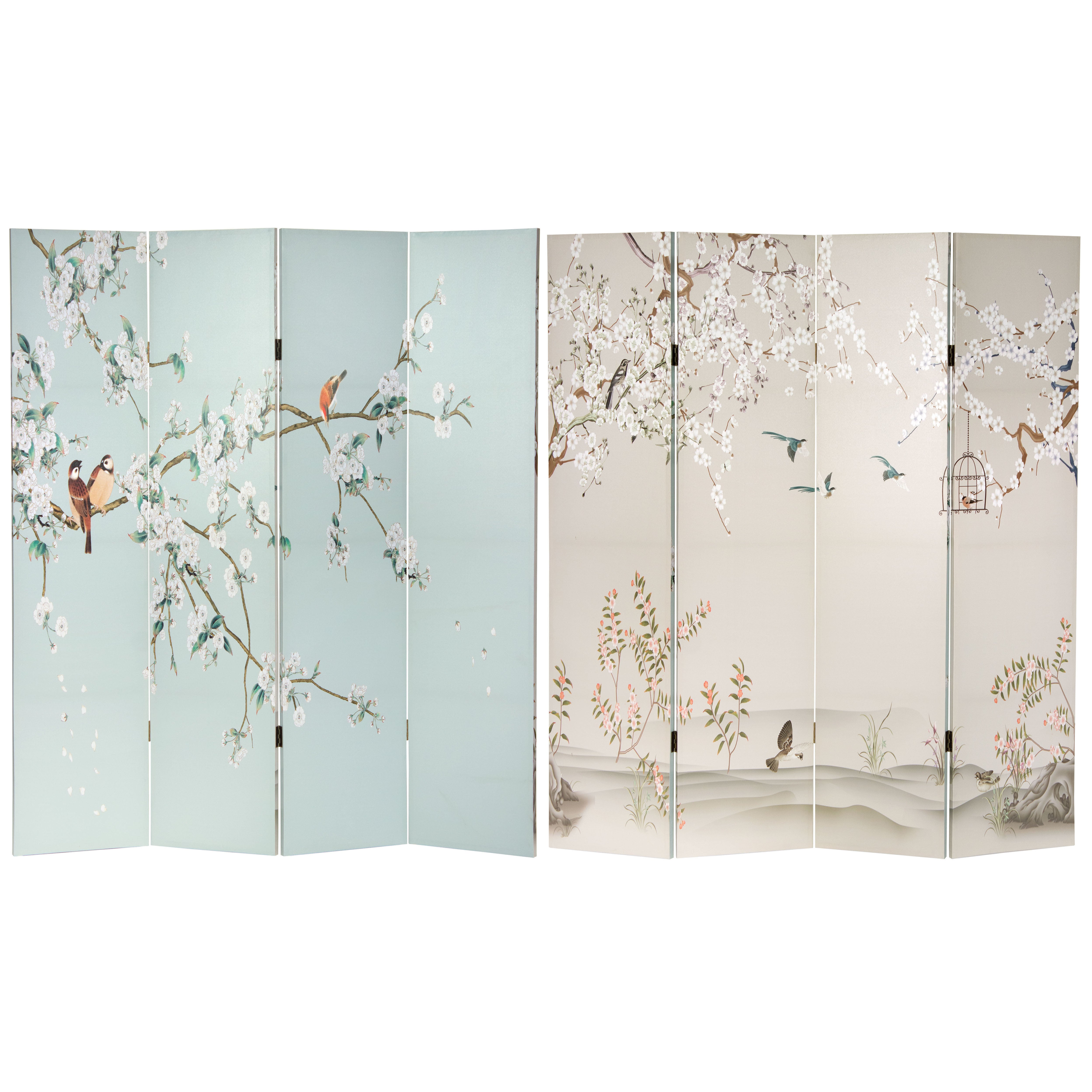 Buy 6 ft. Tall Double Sided Birds and Plum Blossoms Canvas Room