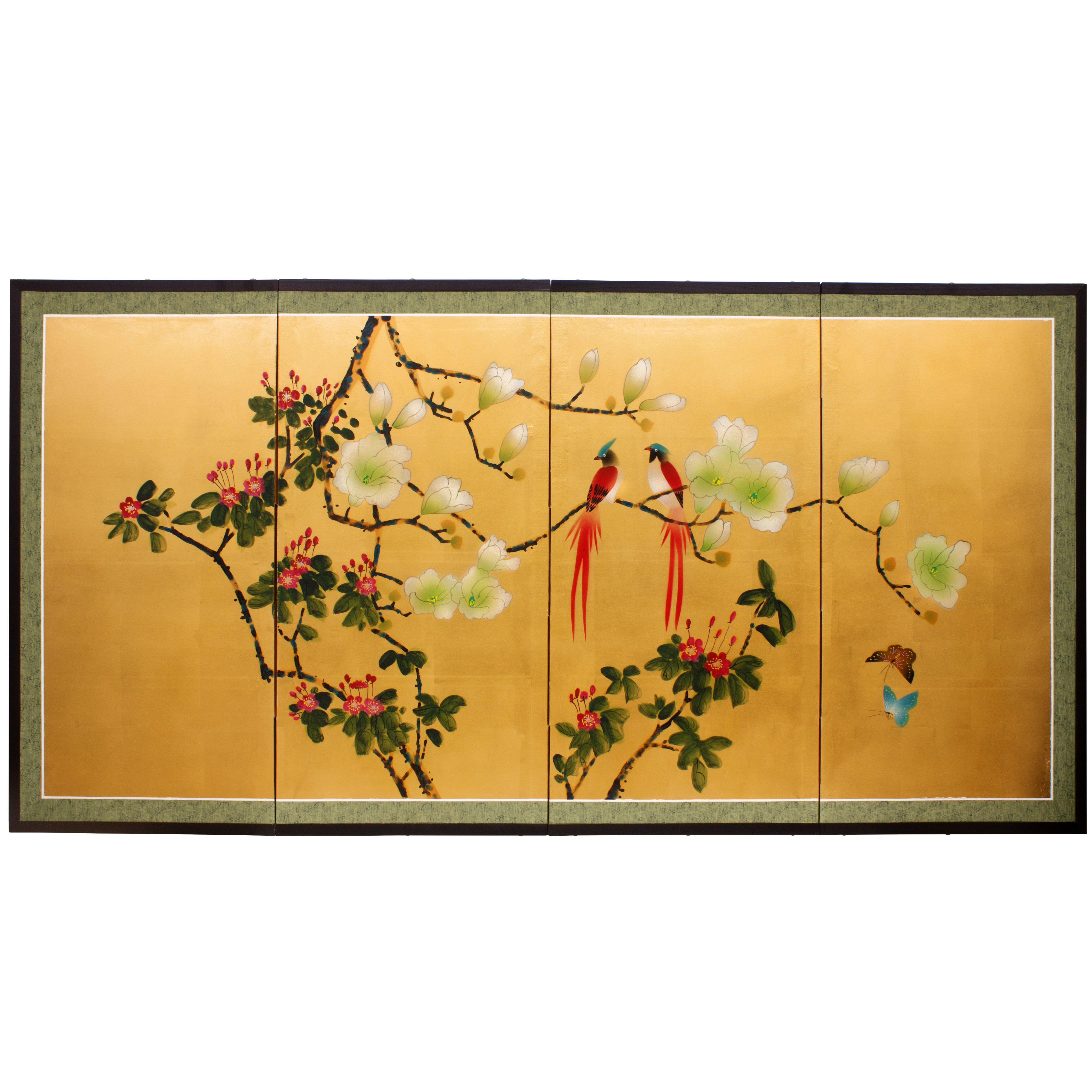 Buy Love Birds on Traditional Gold Leaf Online SILK LOVEBG