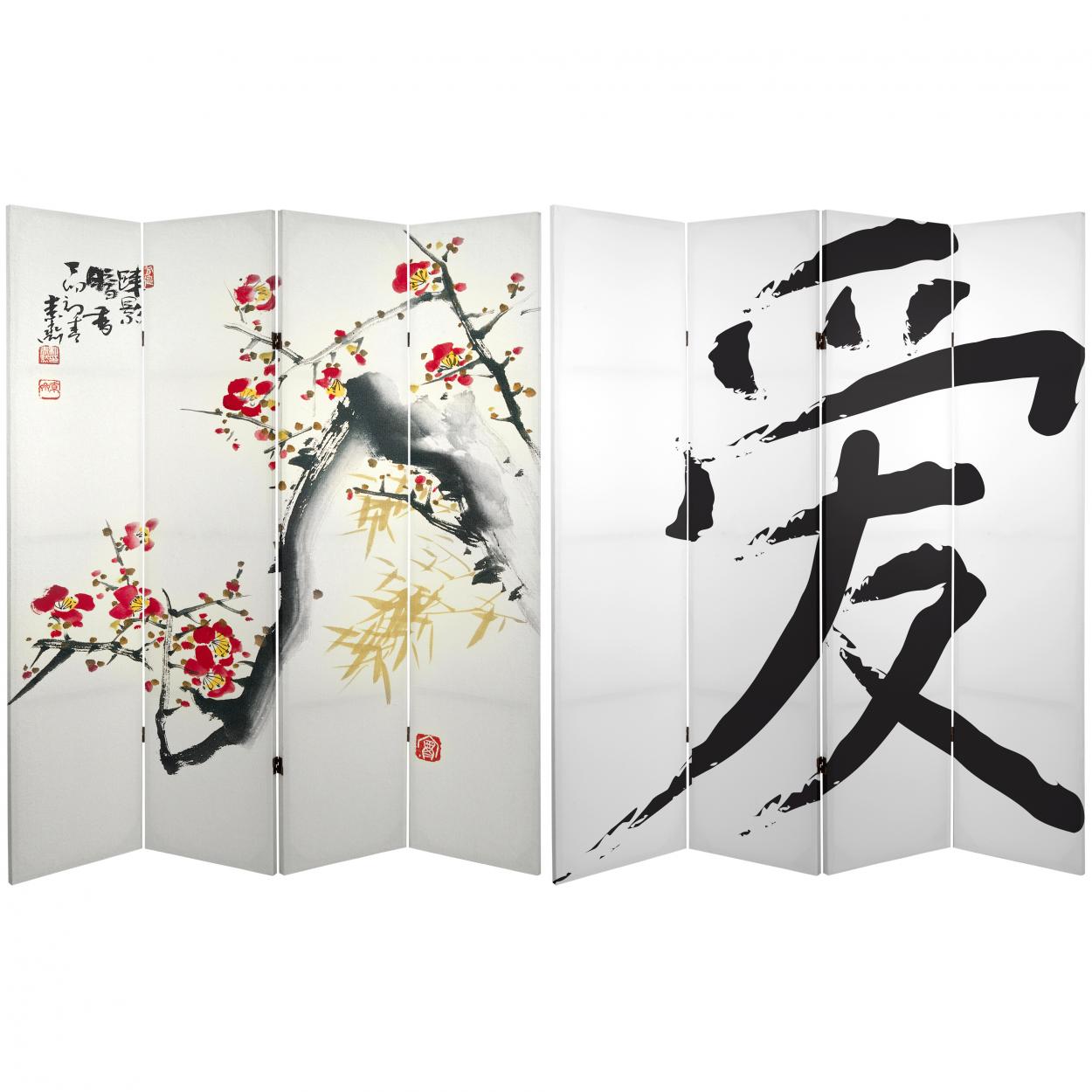 6 ft. Tall Double Sided Cherry Blossoms and Love Canvas Room