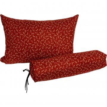 Buckwheat Hull Pillows with Red Tombo Cover Neckroll