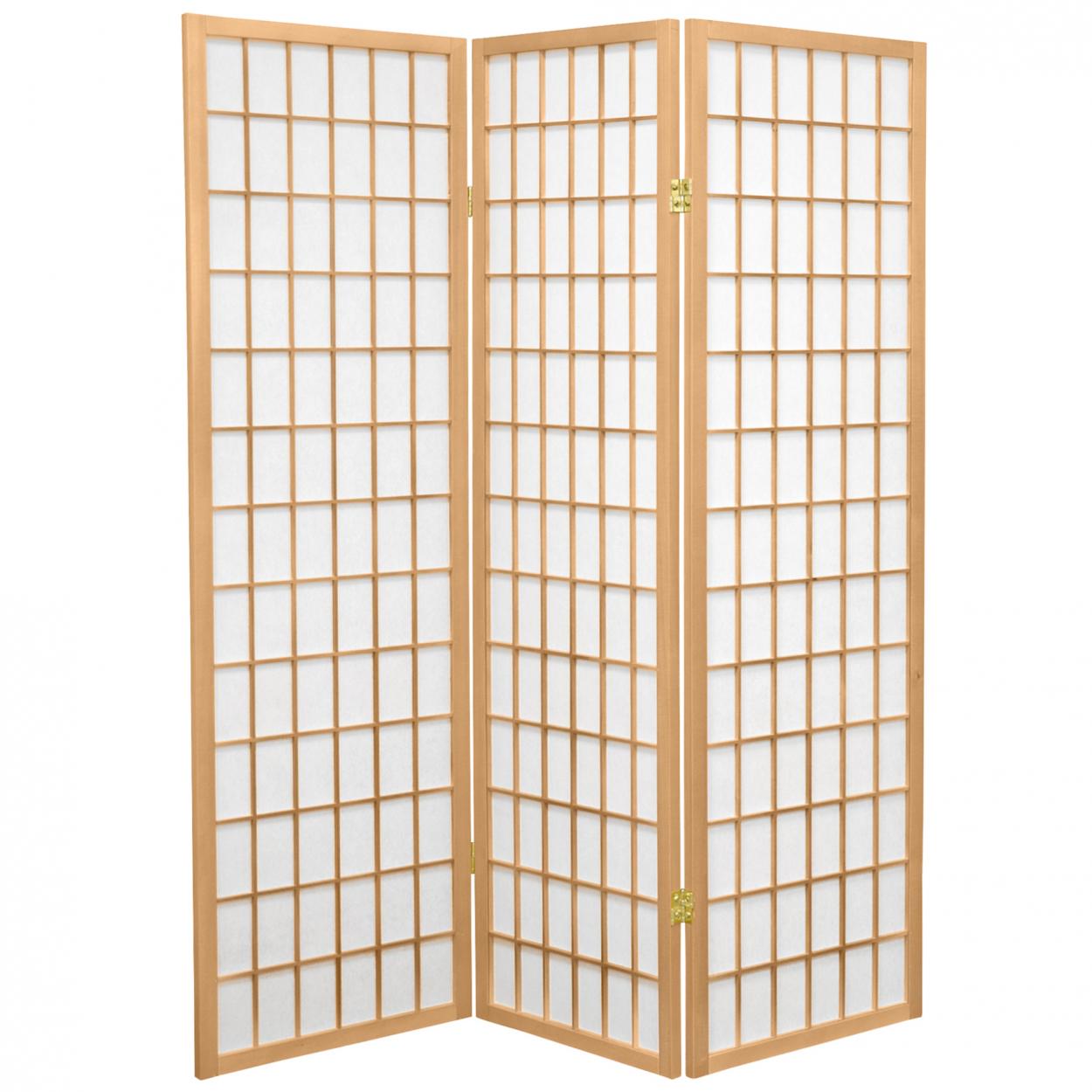 Rectangular and square Japanese shoji paper window frame with partitions  with light in Japan Stock Photo