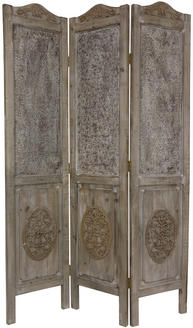 Oriental Furniture 6 ft. Tall Closed Mesh Antique Design Room Divider 