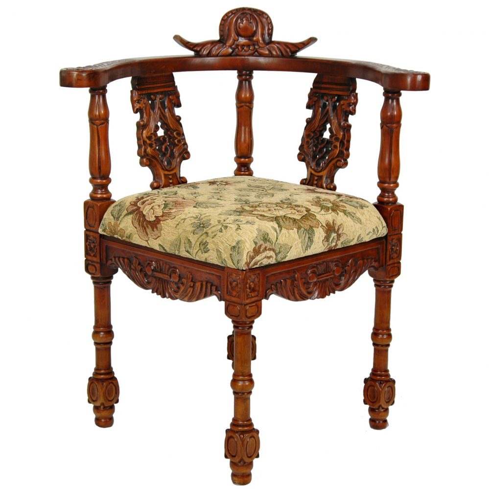 Oriental Furniture Queen Anne Corner Chair - Citrine Flowers | eBay
